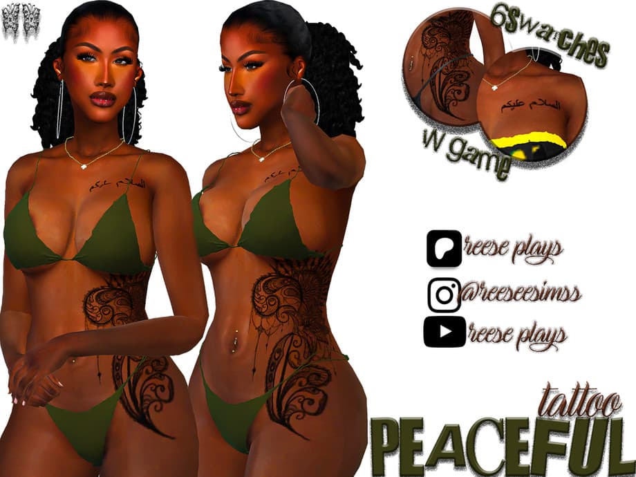 Скриншот мода Тату Peaceful Stomach Tattoo